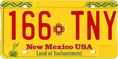 NM license plate 166TNY