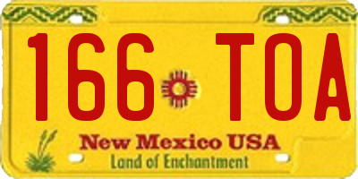 NM license plate 166TOA