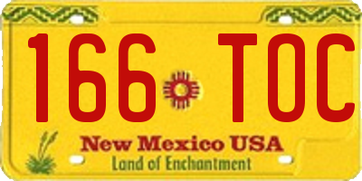 NM license plate 166TOC
