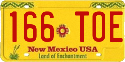 NM license plate 166TOE