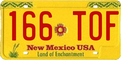NM license plate 166TOF