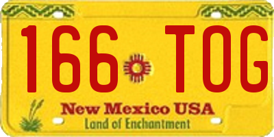 NM license plate 166TOG