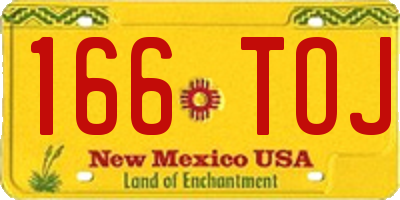 NM license plate 166TOJ