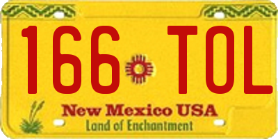 NM license plate 166TOL
