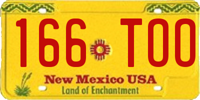 NM license plate 166TOO