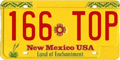 NM license plate 166TOP