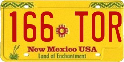 NM license plate 166TOR