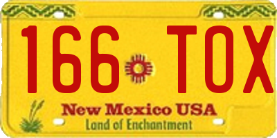 NM license plate 166TOX