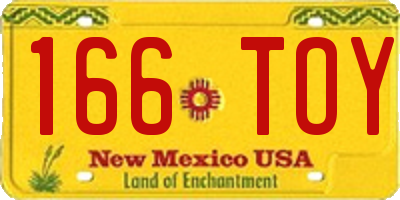 NM license plate 166TOY