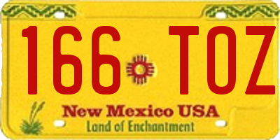 NM license plate 166TOZ