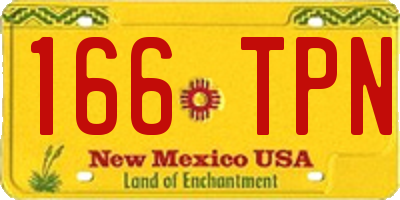 NM license plate 166TPN