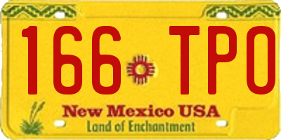 NM license plate 166TPO