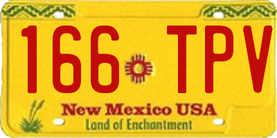 NM license plate 166TPV