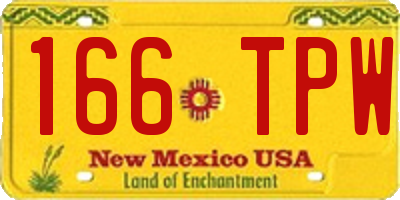 NM license plate 166TPW