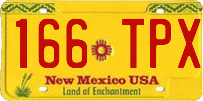 NM license plate 166TPX