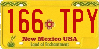 NM license plate 166TPY