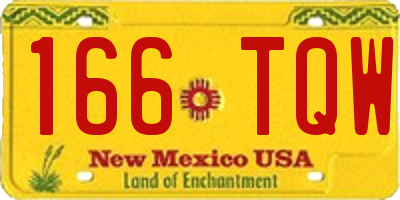 NM license plate 166TQW