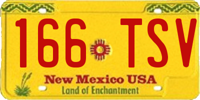 NM license plate 166TSV