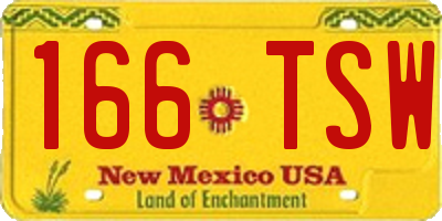 NM license plate 166TSW