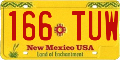 NM license plate 166TUW