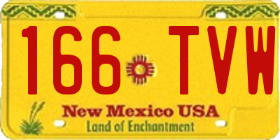 NM license plate 166TVW