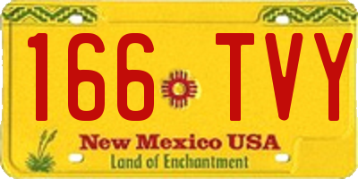 NM license plate 166TVY