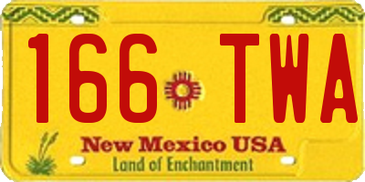 NM license plate 166TWA