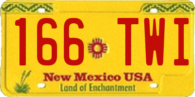 NM license plate 166TWI