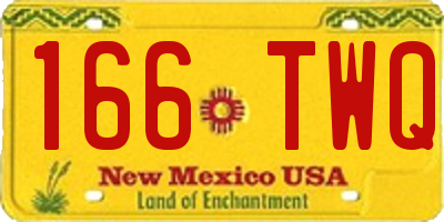 NM license plate 166TWQ