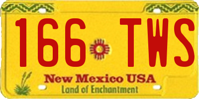 NM license plate 166TWS