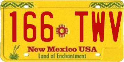 NM license plate 166TWV