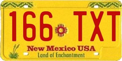 NM license plate 166TXT