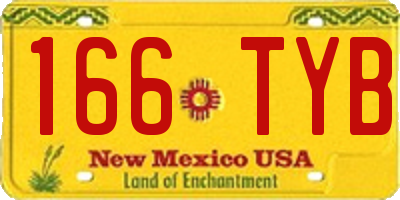 NM license plate 166TYB