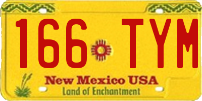 NM license plate 166TYM