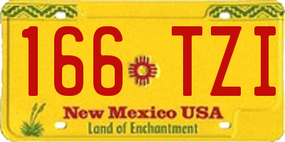 NM license plate 166TZI