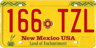 NM license plate 166TZL