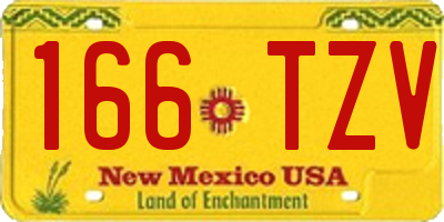 NM license plate 166TZV