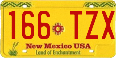 NM license plate 166TZX