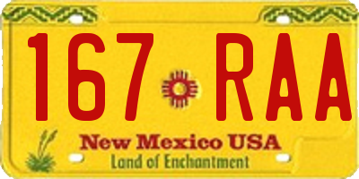 NM license plate 167RAA