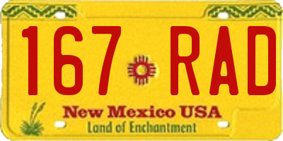 NM license plate 167RAD