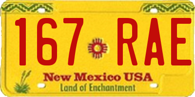 NM license plate 167RAE