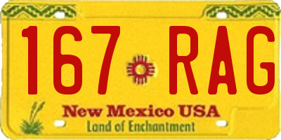 NM license plate 167RAG