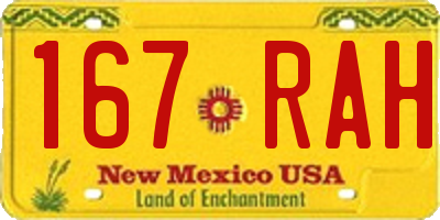 NM license plate 167RAH