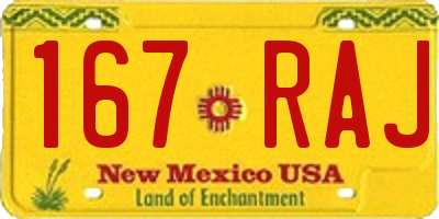 NM license plate 167RAJ