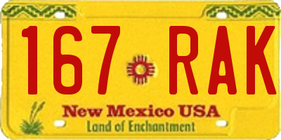 NM license plate 167RAK