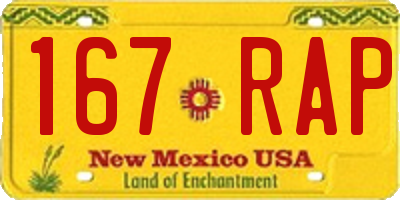 NM license plate 167RAP