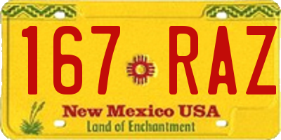 NM license plate 167RAZ