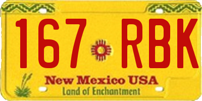 NM license plate 167RBK