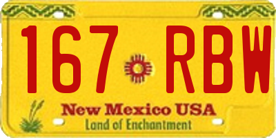 NM license plate 167RBW