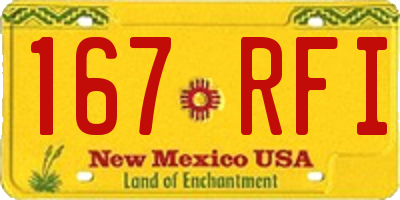 NM license plate 167RFI